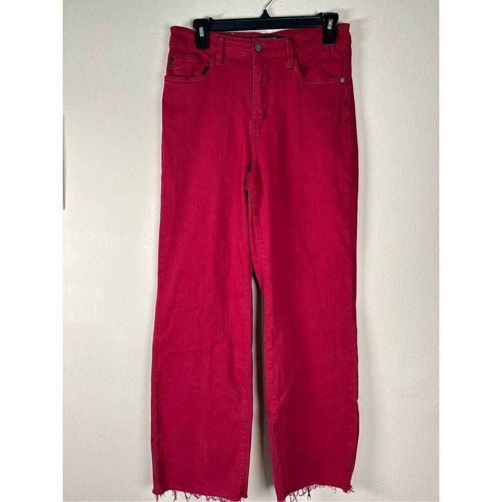 Judy Blue Heart Pocket Straight Leg Wide Scarlett Red Jeans sz 5/27